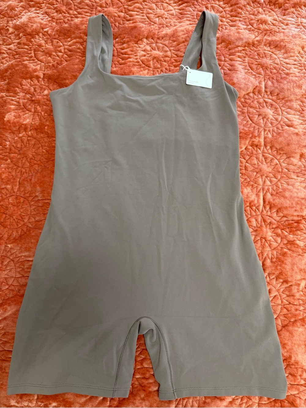 MATERNITY Seamless Square-Neck Bodysuit Romper in Taupe